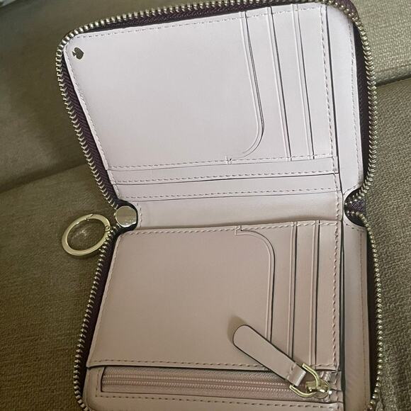 KATE SPADE WALLET ZIP AROUND PINK/MAROON KEY CHAIN VERSATILE AESTHETIC - Picture 6 of 8